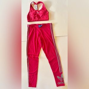 Hot pink adidas workout outfit, size medium